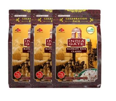 INDIA GATE CLASSIC RICE 1KG  pack of 3